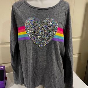 Rainbow shinny heart girls long sleeve